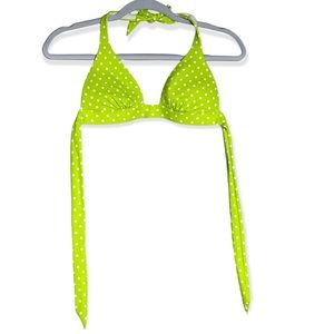 VICTORIA SECRET WOMEN'S SZ S GREEN WHITE BIKINI HALTER NECK POLKADOTS SWIMWEAR